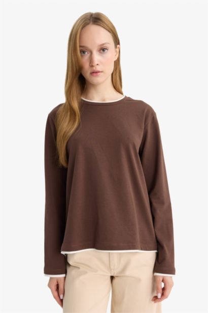 Regular Fit Crew Neck Long Sleeve T-Shirt Tunic