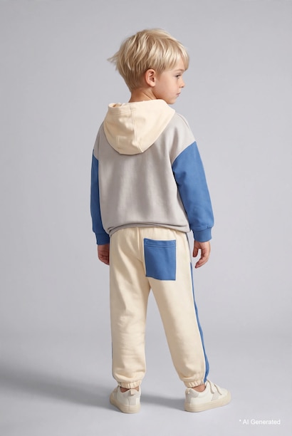 Etiket Baskılı İnce Sweatshirt Kumaşı 2'li Takım Erkek Bebek