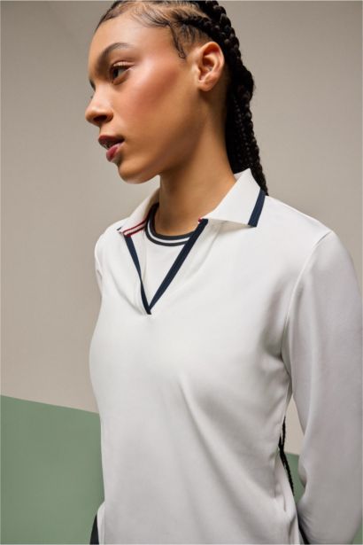 Standard Fit Long Sleeve Sports Polo T-Shirt