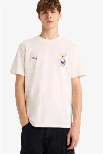 T shirt imprimé à col rond et manches courtes Coupe régulière