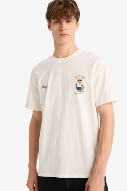 T shirt imprimé à col rond et manches courtes Coupe régulière