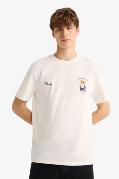 T shirt imprimé à col rond et manches courtes Coupe régulière