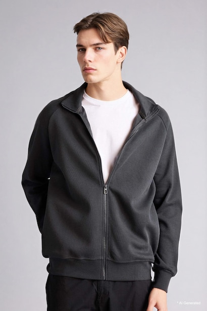Breathable Boxy Fit Zip-Up Sweatshirt