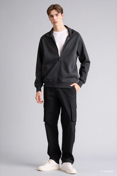 Breathable Boxy Fit Zip-Up Sweatshirt