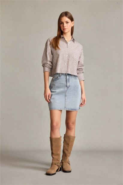 Embroidered Denim Skirt