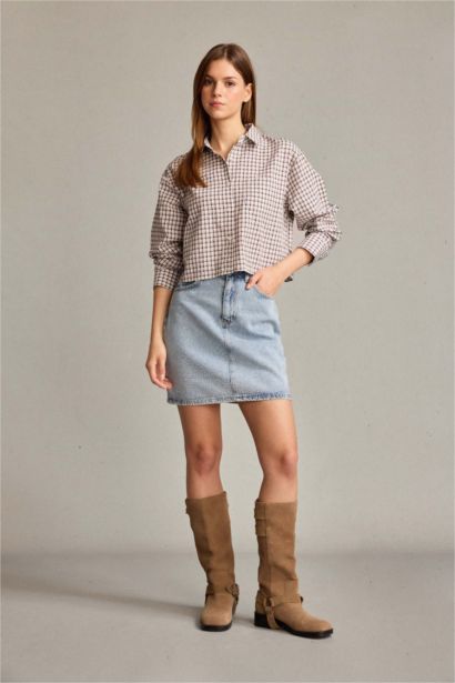 Embroidered Denim Skirt