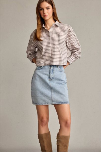 Embroidered Denim Skirt