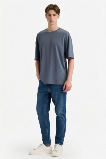 تيشيرت بريميوم نص ردن اوفر سايز بياخة مستديرة