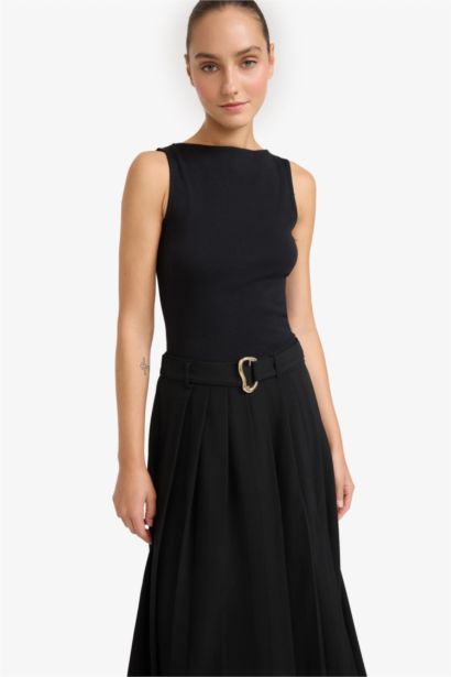 Slim Fit Ribana Boat Collar Tank Top