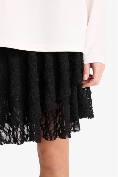 A-Line Normal Waist Lace Mini Skirt