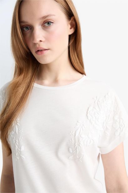 Crew Neck Puff Print Short Sleeve T-Shirt