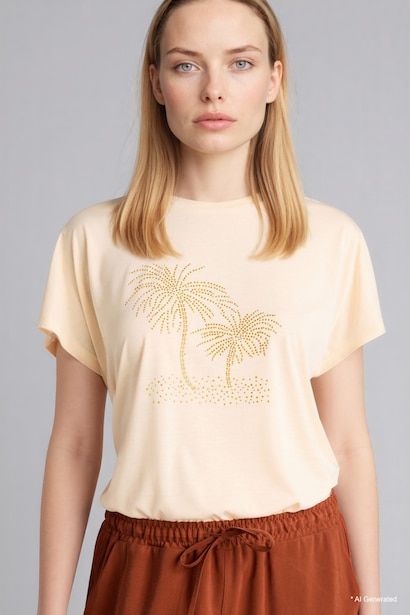 Rhinestone Crew Neck T-shirt