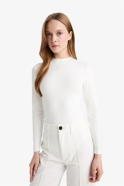 Slim Fit Half Turtleneck Long Sleeve Tunic