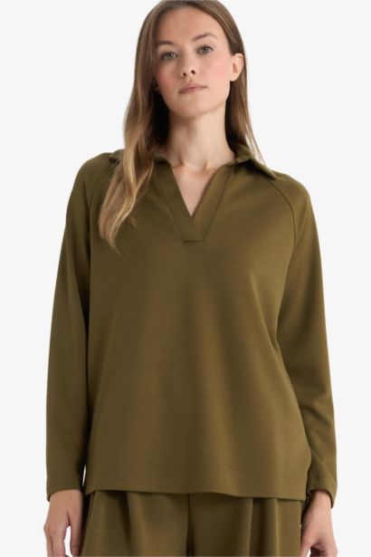 Regular Fit Boat Collar Long Sleeve Tunic