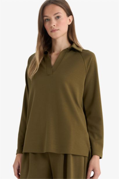 Regular Fit Boat Collar Long Sleeve Tunic