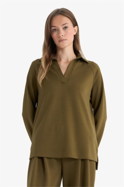 Regular Fit Boat Collar Long Sleeve Tunic