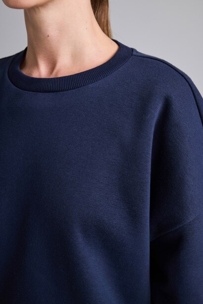 Oversıze Basıc Kalın Basic Sweatshirt