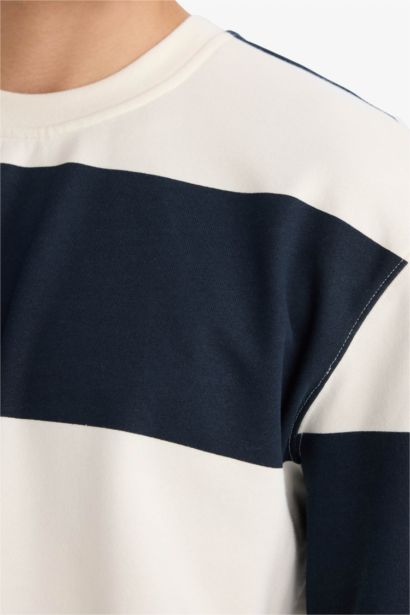 سويت شيرت مخطط برقبة مستديرة