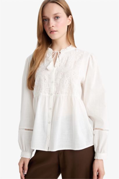 Relax Fit Frilly Long Sleeve Shirt