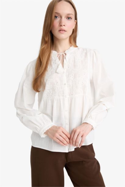 Relax Fit Frilly Long Sleeve Shirt