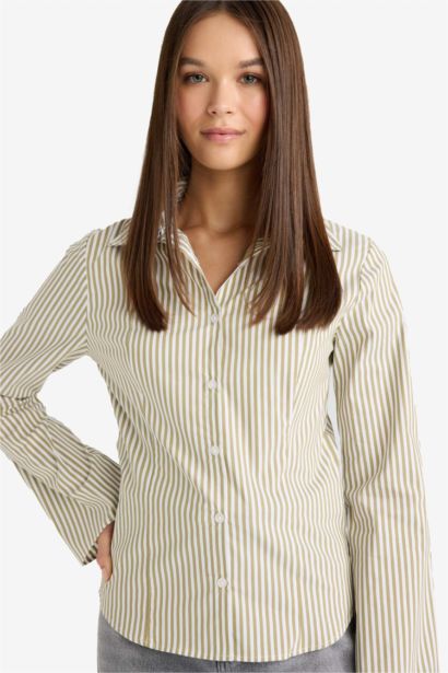 Chemise ajustée à rayures en popeline Coupe ajustée