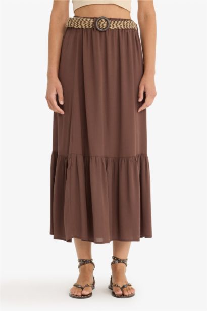 A Cut Crinkle Viscose Skirt