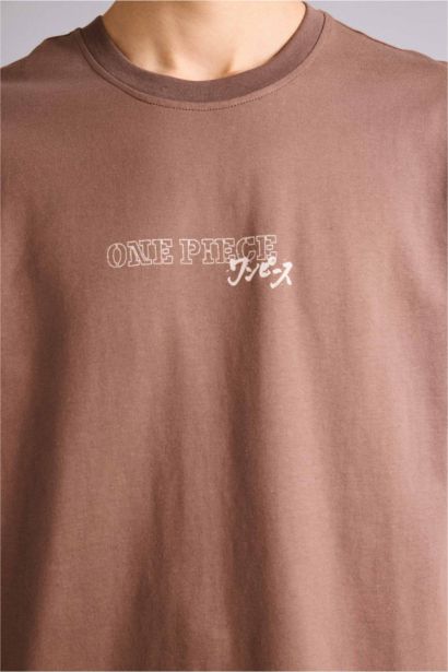 تيشيرت نص كم اوفر سايز برقبة مستديرة من ون بيس