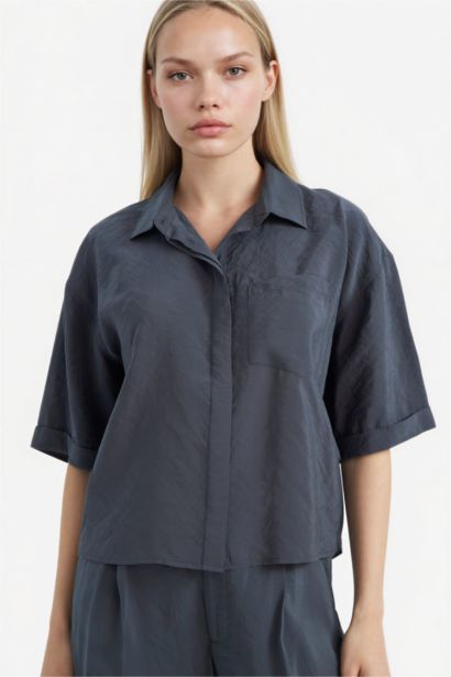 Рубашка с коротким рукавом Loose Fit из модала для женщин