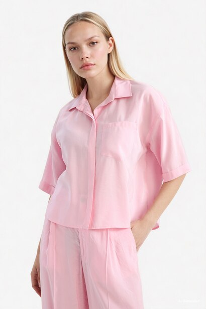 Loose Fit Shirt Collar modal Short Sleeve Shirt
