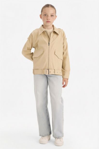 ترانش كوت بناتي بياقة قميص