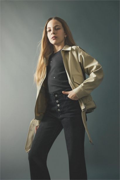 معطف ترانش كوت بناتي بياخة قميص