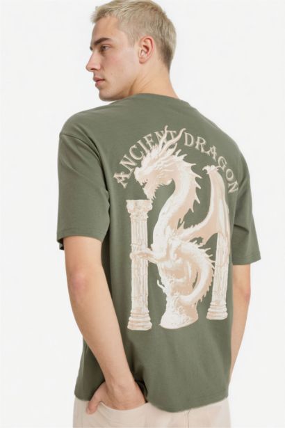 %100 Pamuk Boxy Fit Baskılı Tişört