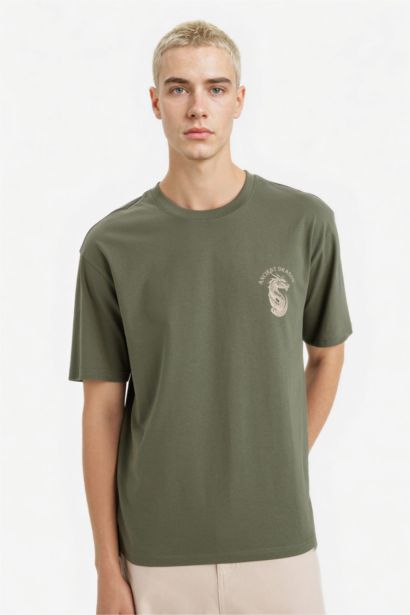 %100 Pamuk Boxy Fit Baskılı Tişört