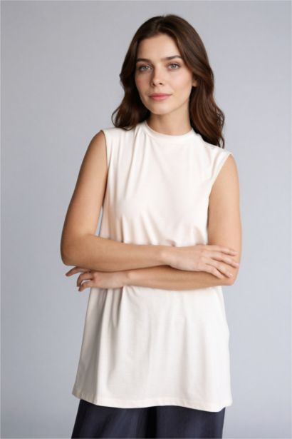 Regular Fıt Bisiklet Yaka Kısa Kollu Tunik