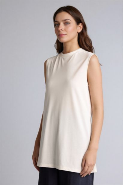 Regular Fıt Bisiklet Yaka Kısa Kollu Tunik