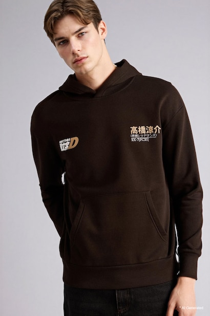 Boxy Fit Printed Long Sleeve Sweatshirt