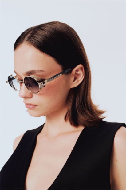 DCEY x DeFacto Kadın Metal Çerçeveli Yuvarlak Cam Güneş Gözlüğü