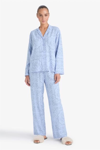 Fall in Love Regular Fit Patterned Top Bottoms 2 Piece Pajama Set