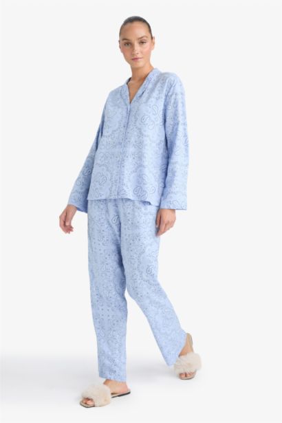 Fall in Love Regular Fit Patterned Top Bottoms 2 Piece Pajama Set