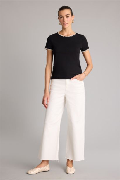 Regular Fıt Bisiklet Yaka Ribana Kısa Kollu Tişört