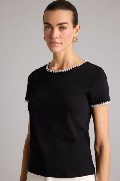 Regular Fıt Bisiklet Yaka Ribana Kısa Kollu Tişört