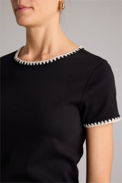 Regular Fıt Bisiklet Yaka Ribana Kısa Kollu Tişört