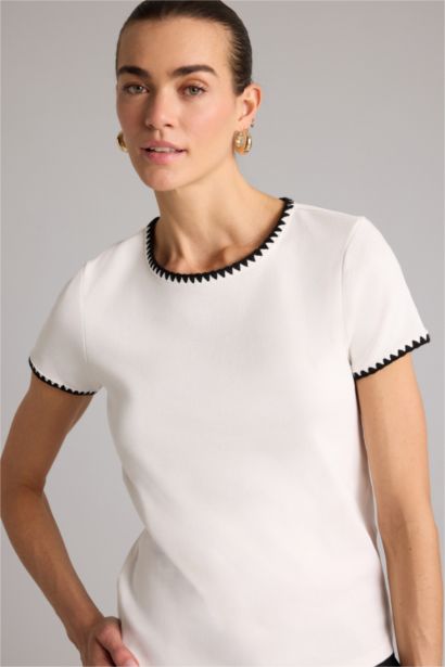 Regular Fit Crew Neck Ribbed T-Shirt