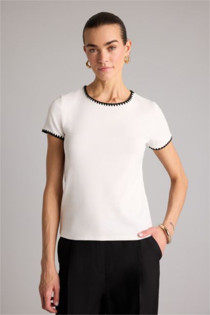 Regular Fit Crew Neck Ribbed T-Shirt