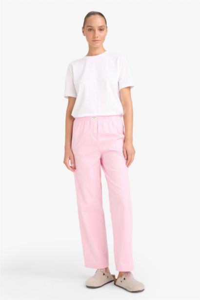 Fall in Love Regular Fit Long Poplin Pajama Bottoms