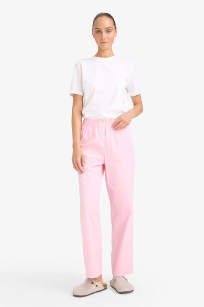 Fall in Love Regular Fit Long Poplin Pajama Bottoms