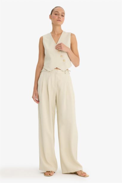 بنطلون تنسيل وايد ليج طويل