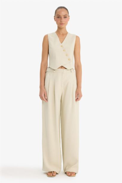 بنطلون تنسيل وايد ليج طويل