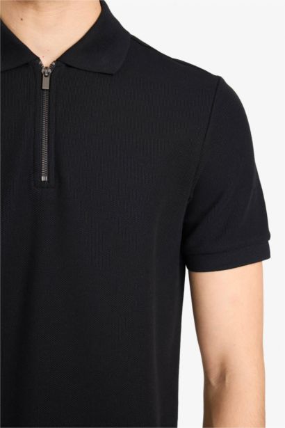 Polo manches courtes à col zippé Coupe régulière
