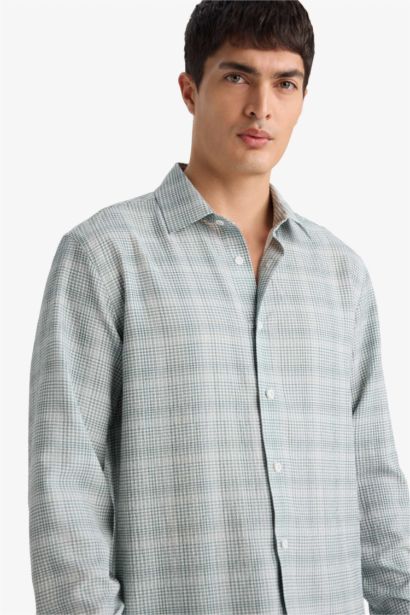 Regular Fit Polo Neck Long Sleeve Shirt